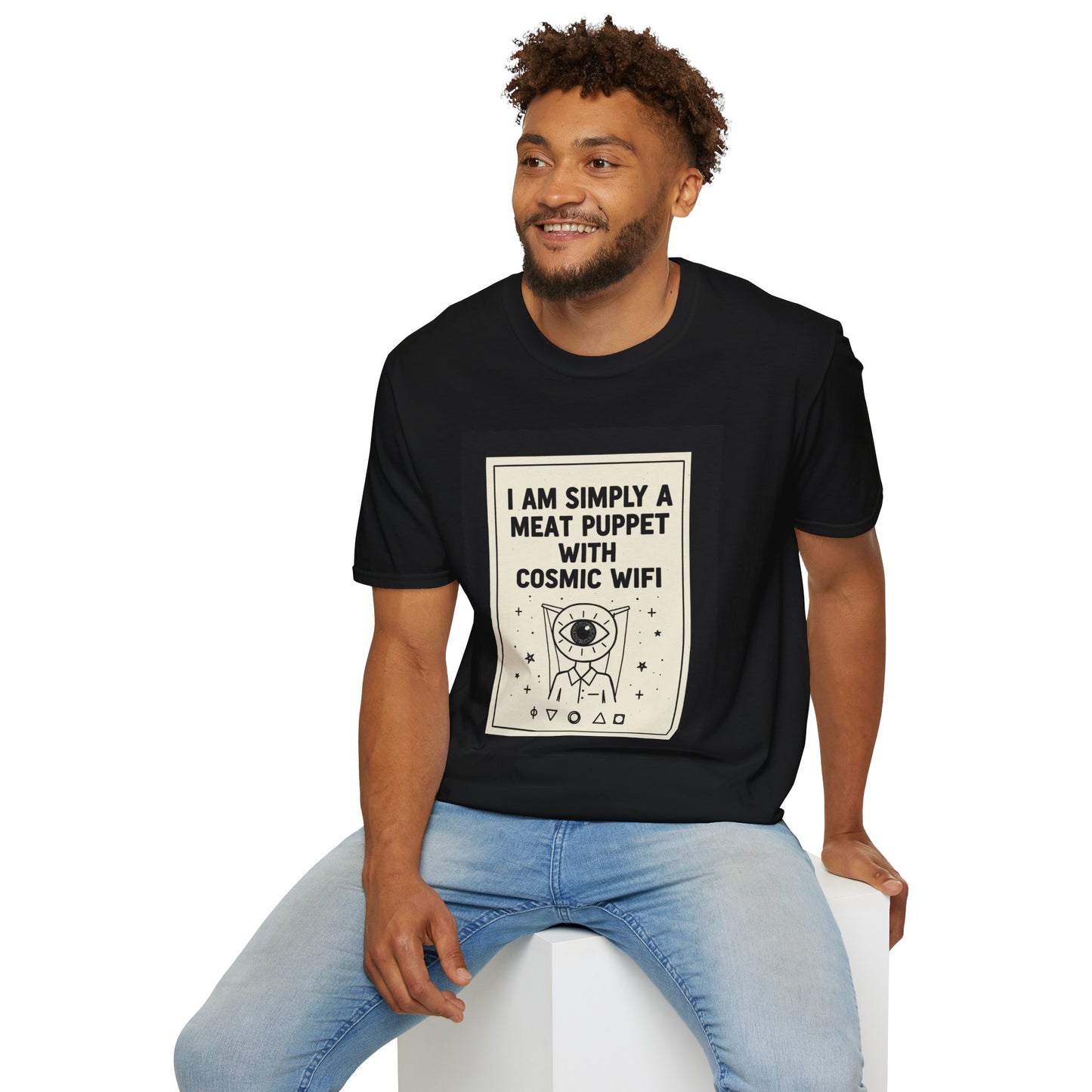 "I Am Simply a Meat Puppet with Cosmic WiFi" Retro Graphic Tee