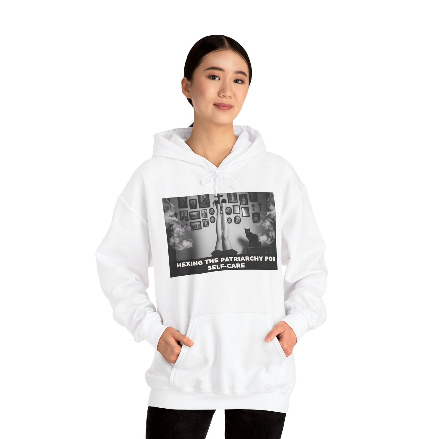 Bad Witch Era Self-Care Hoodie — "Hexing the Patriarchy for Self-Care" Graphic Sweatshirt