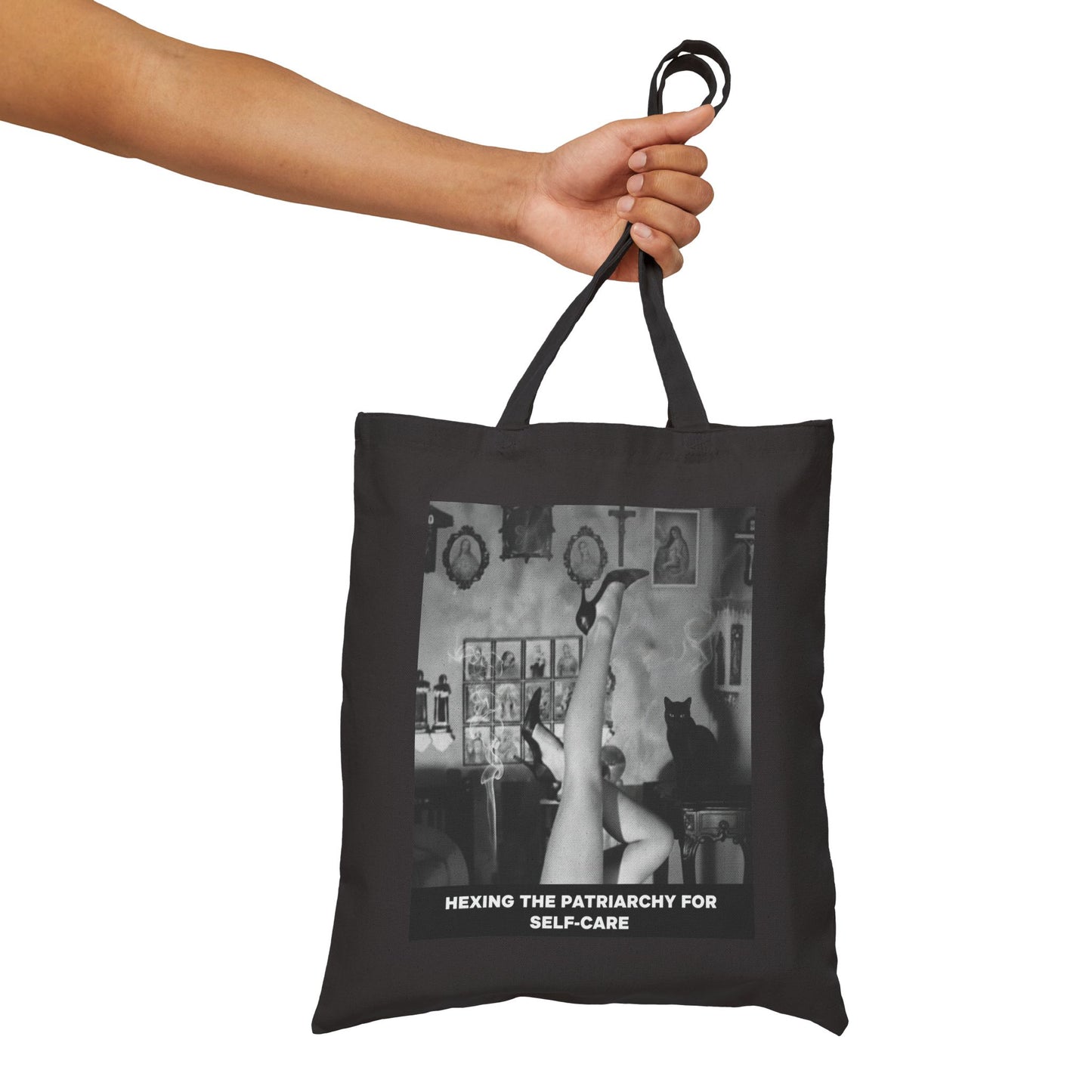 Feminist Art Tote — "Hexing the Patriarchy for Self-Care" Cotton Canvas Bag