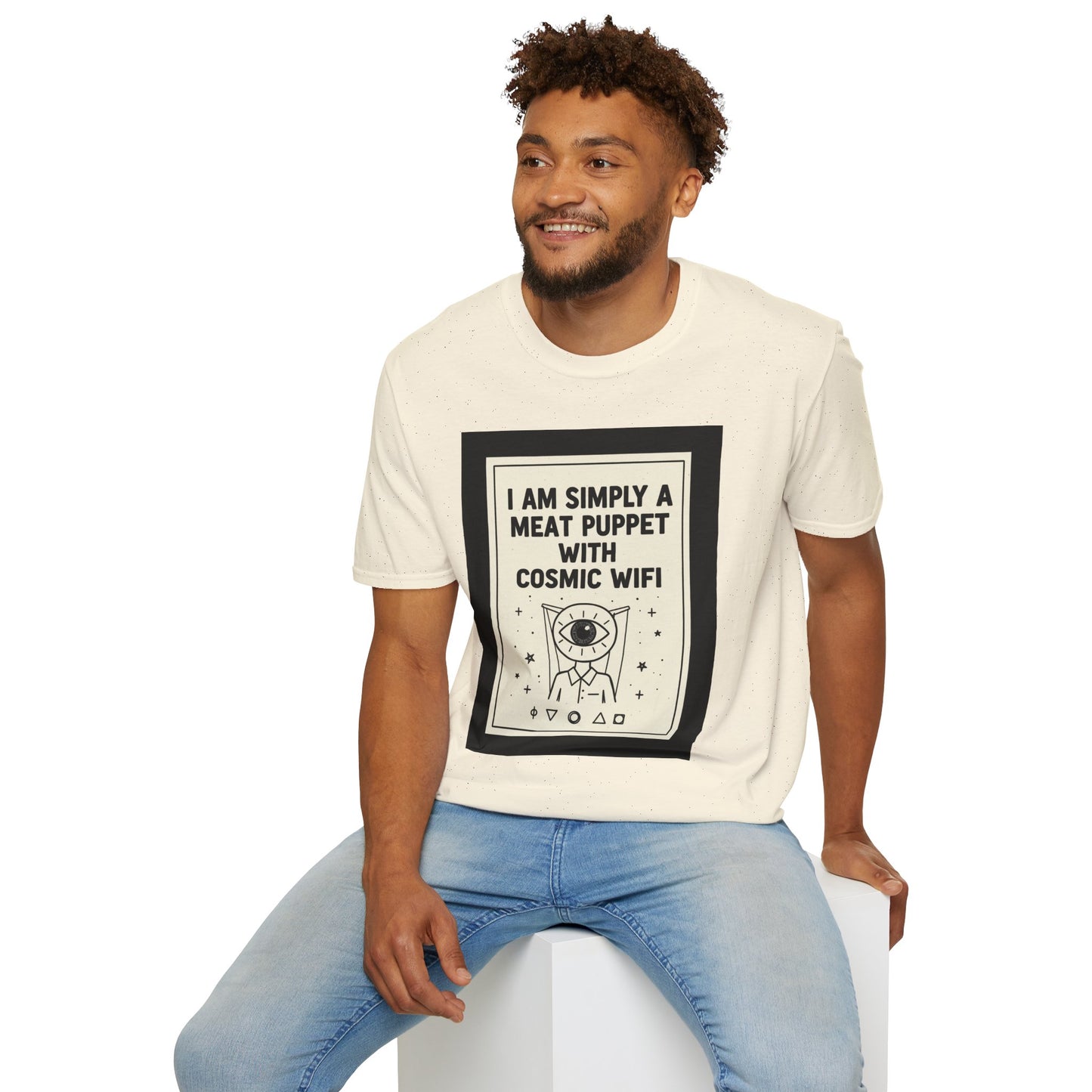 "I Am Simply a Meat Puppet with Cosmic WiFi" Retro Graphic Tee