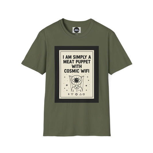 "I Am Simply a Meat Puppet with Cosmic WiFi" Retro Graphic Tee