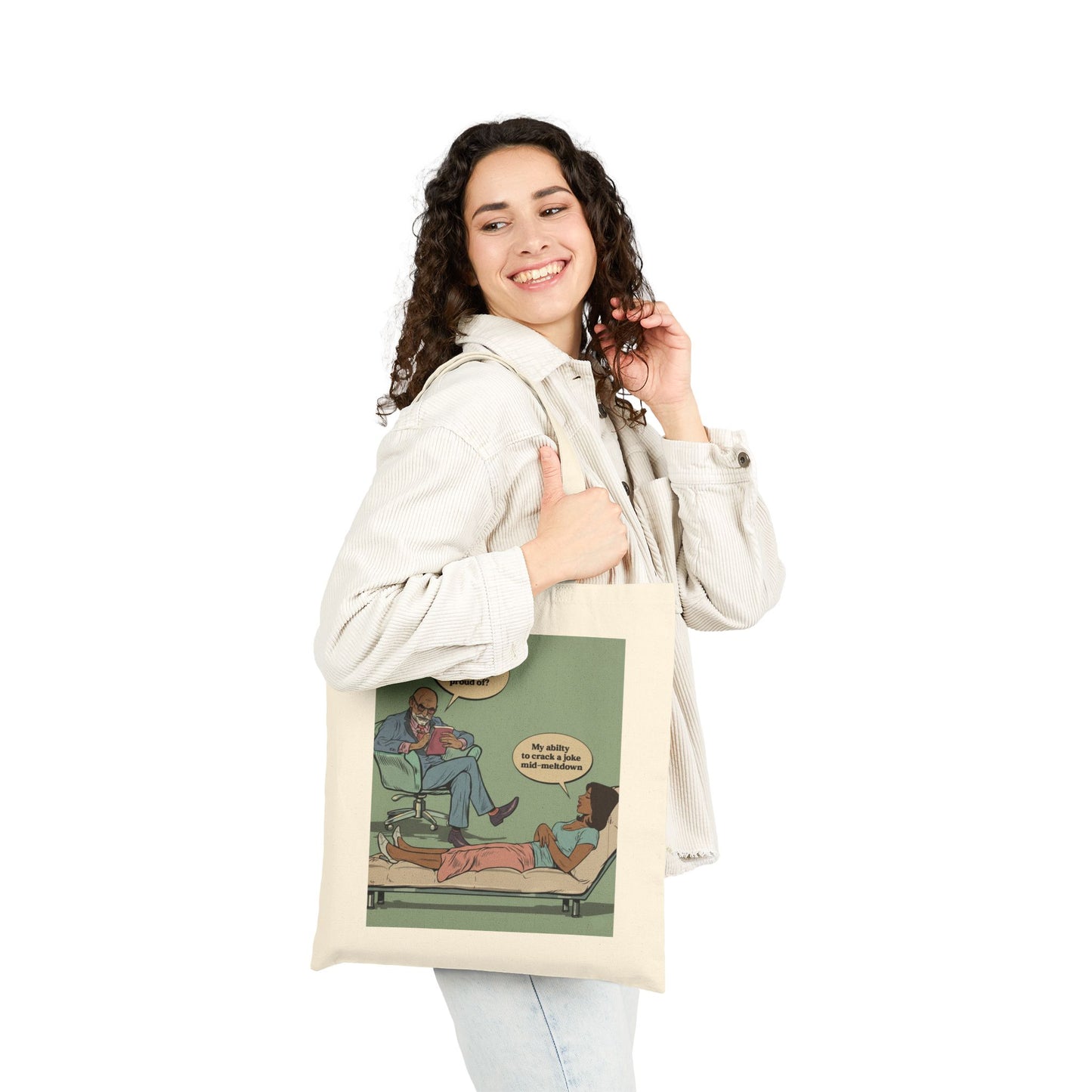 Tote Bag — Retro Therapy Comic Print ("What Is Important?" Design)