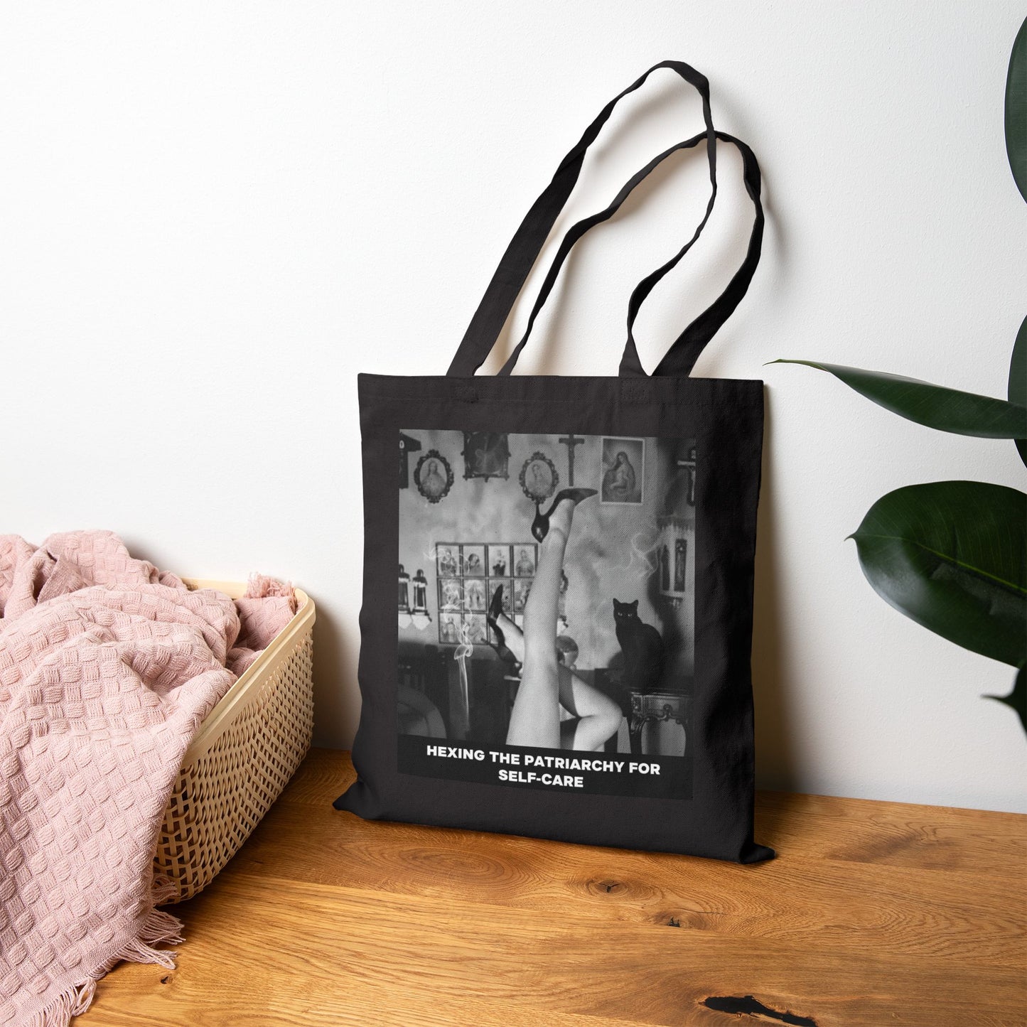 Feminist Art Tote — "Hexing the Patriarchy for Self-Care" Cotton Canvas Bag