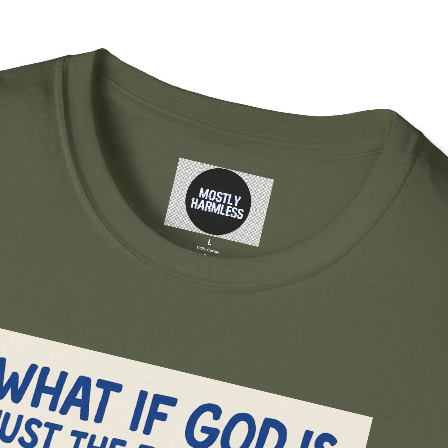 Philosophic Danny D Crewneck T-Shirt — “What If God Is…” Consciousness Tee