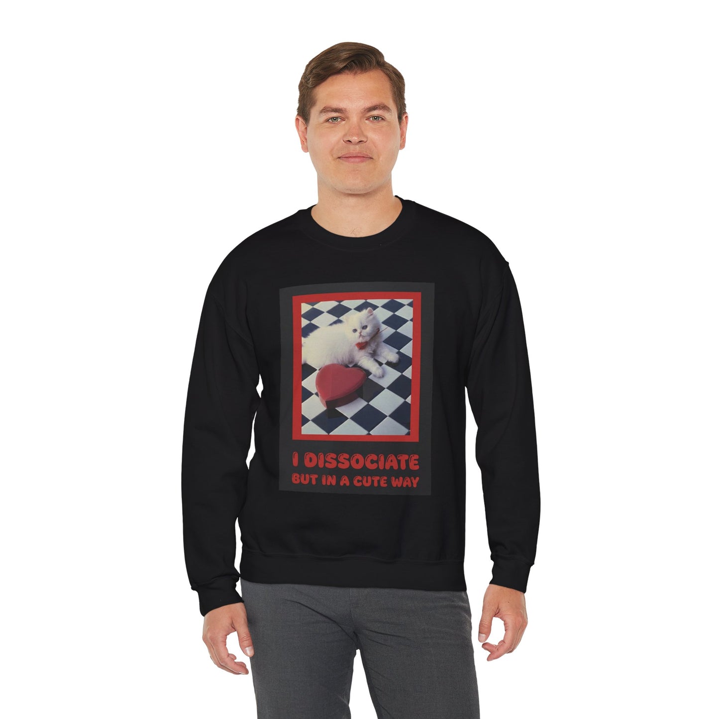 The Cute Reboot— “I Dissociate But In A Cute Way” Cute Cat Crew Neck Sweatshirt