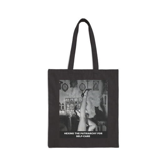 Feminist Art Tote — "Hexing the Patriarchy for Self-Care" Cotton Canvas Bag