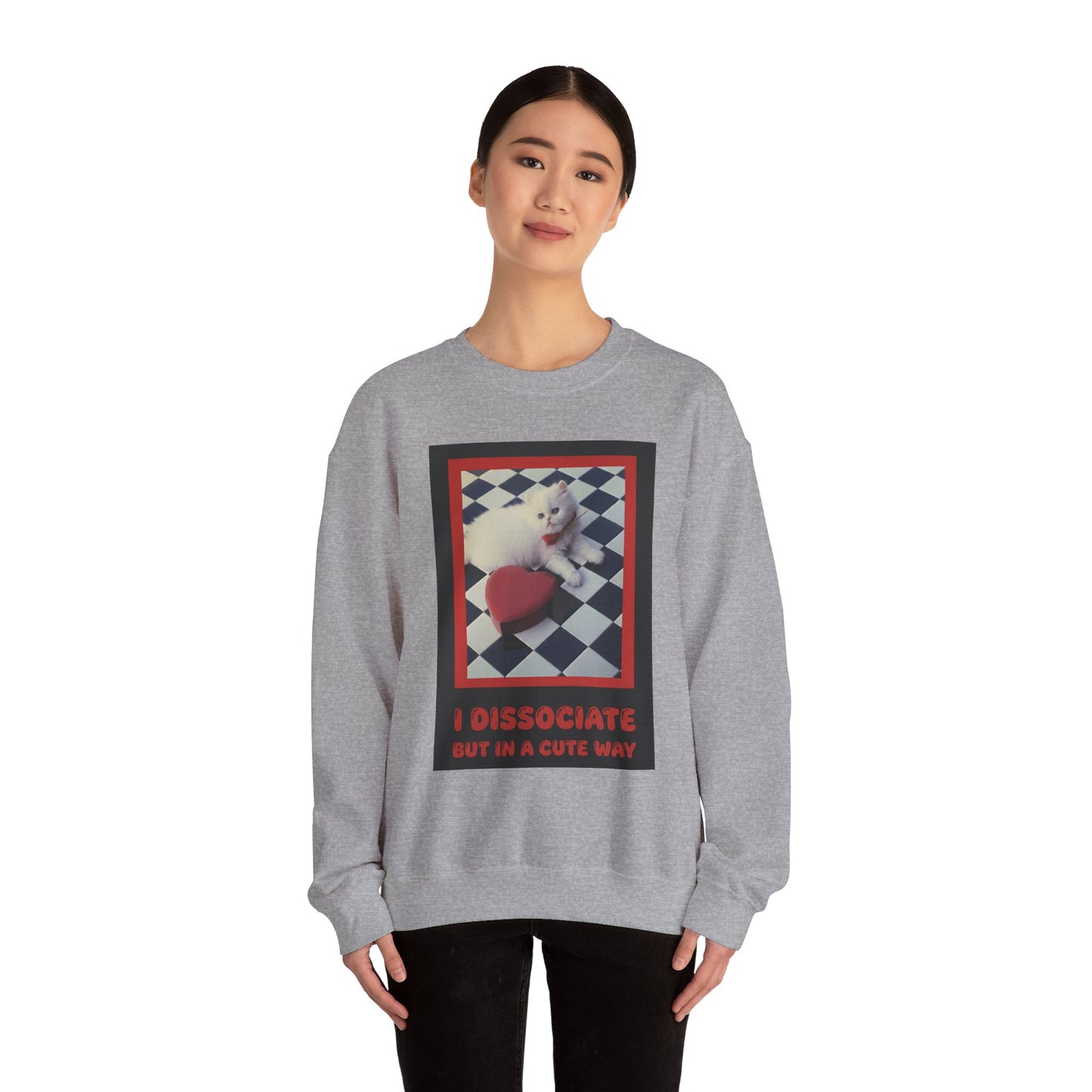 The Cute Reboot— “I Dissociate But In A Cute Way” Cute Cat Crew Neck Sweatshirt