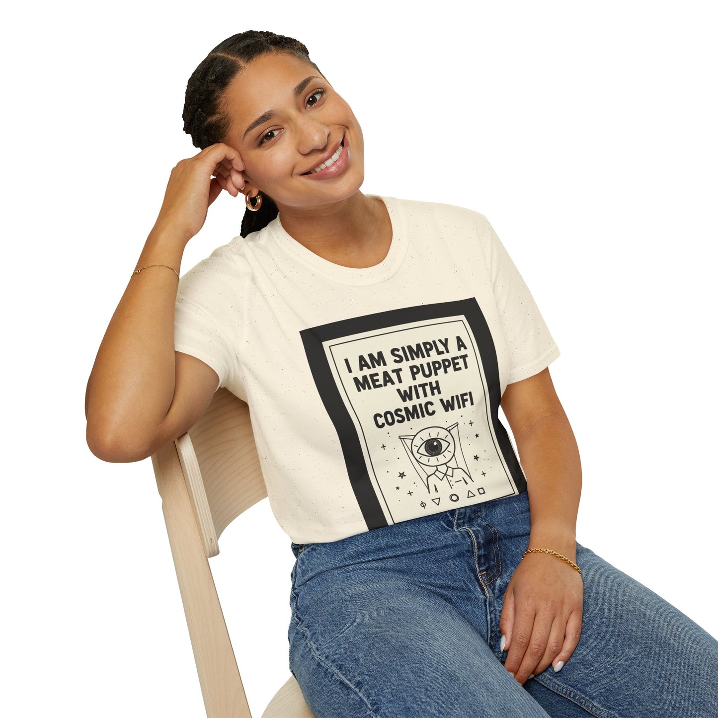 "I Am Simply a Meat Puppet with Cosmic WiFi" Retro Graphic Tee
