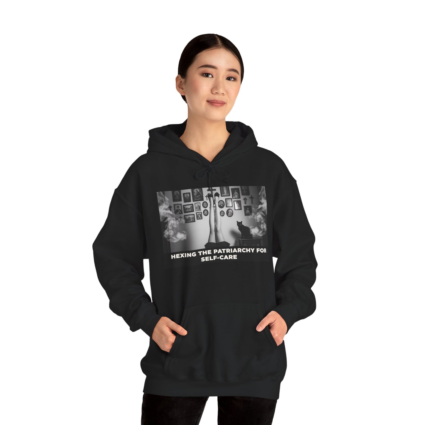 Bad Witch Era Self-Care Hoodie — "Hexing the Patriarchy for Self-Care" Graphic Sweatshirt