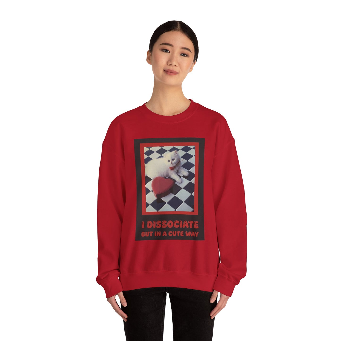 The Cute Reboot— “I Dissociate But In A Cute Way” Cute Cat Crew Neck Sweatshirt