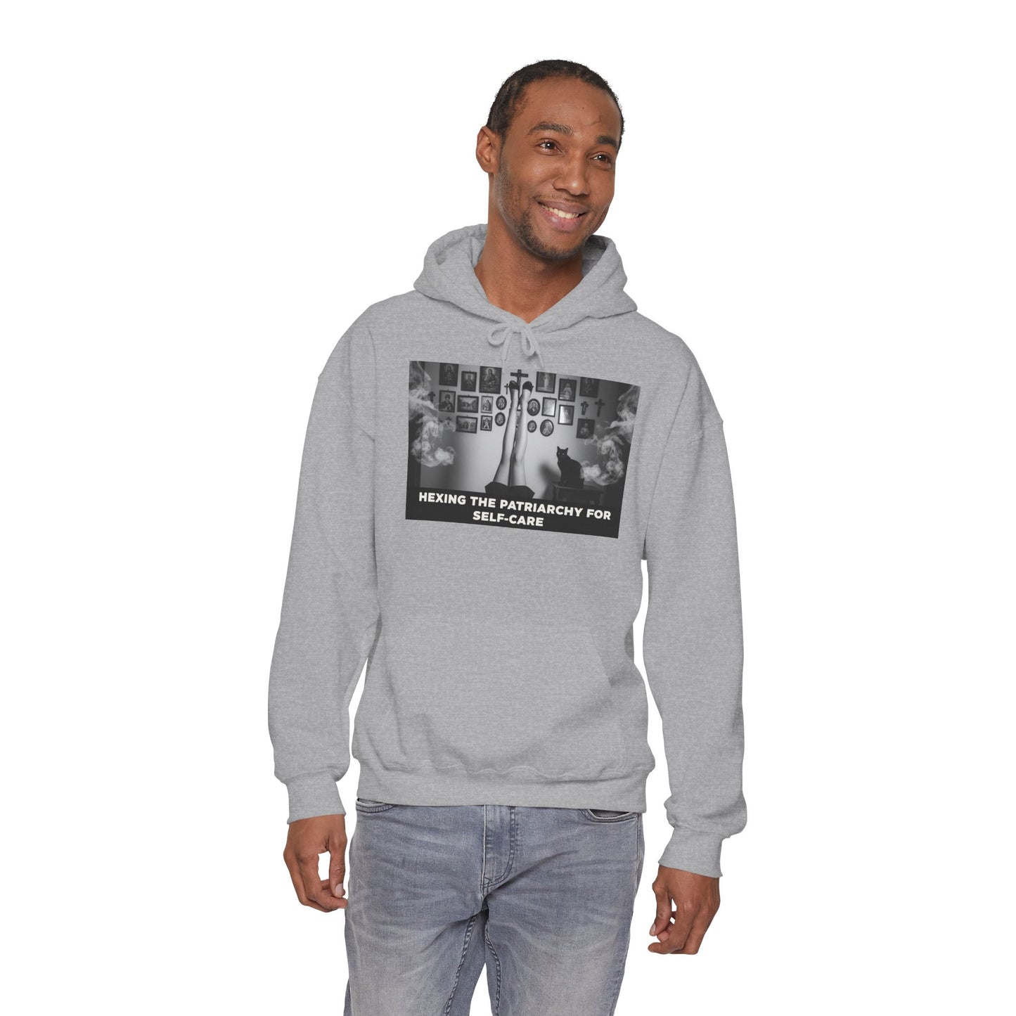 Bad Witch Era Self-Care Hoodie — "Hexing the Patriarchy for Self-Care" Graphic Sweatshirt