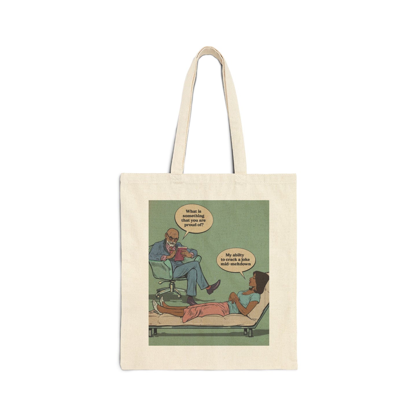 Tote Bag — Retro Therapy Comic Print ("What Is Important?" Design)