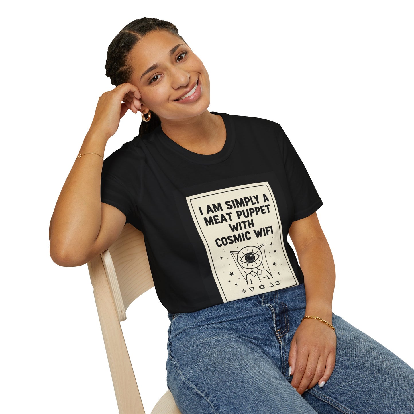 "I Am Simply a Meat Puppet with Cosmic WiFi" Retro Graphic Tee