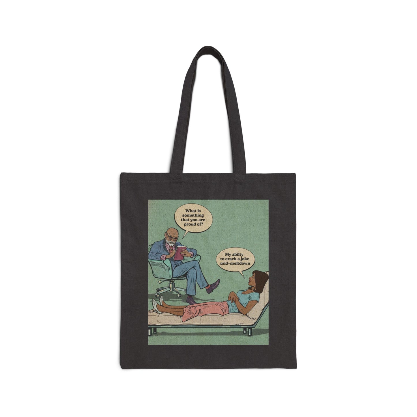 Tote Bag — Retro Therapy Comic Print ("What Is Important?" Design)