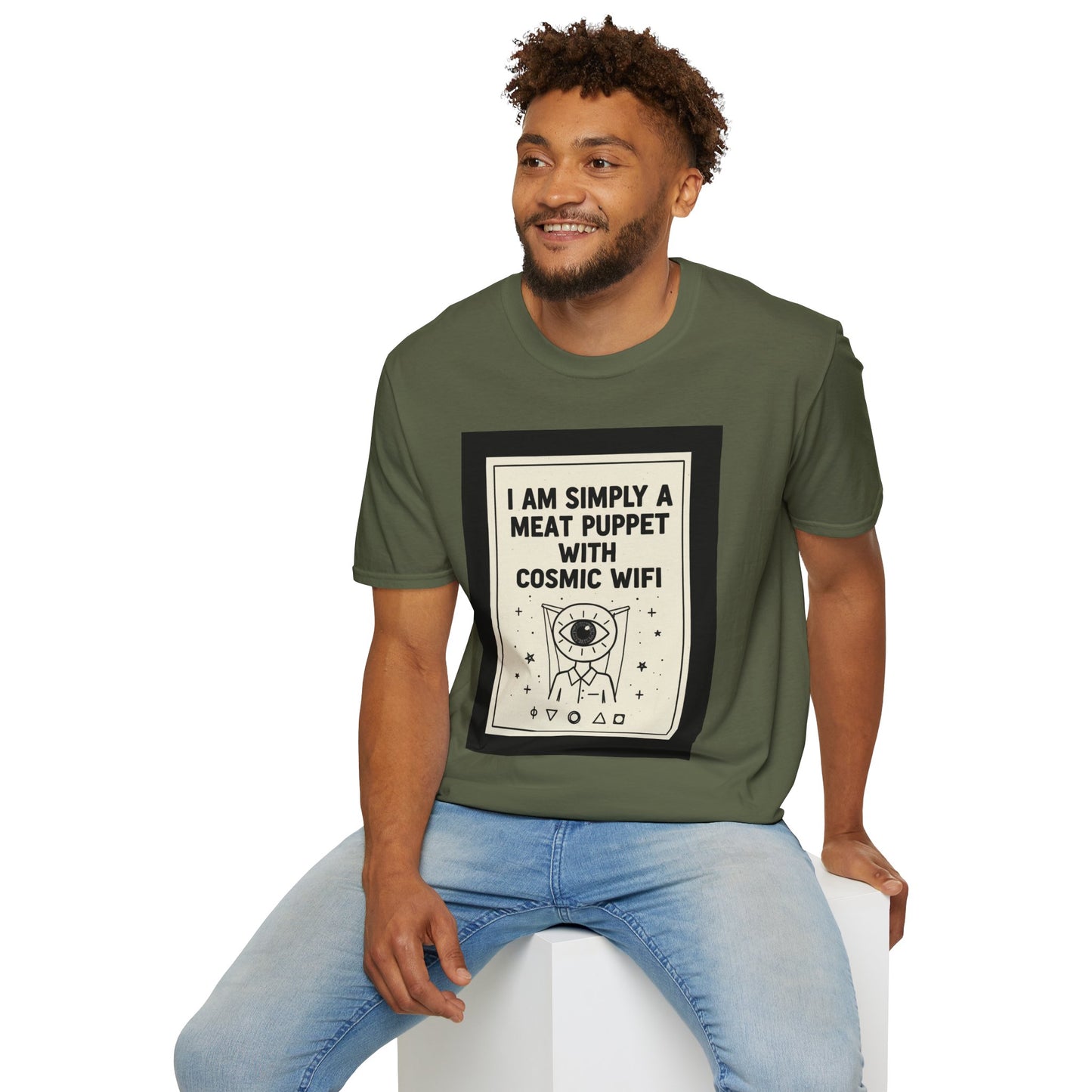 "I Am Simply a Meat Puppet with Cosmic WiFi" Retro Graphic Tee